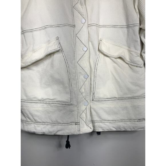Free People We the Free Lust for Life Corduroy Oversized Jacket Ivory Fur Cold - Picture 6 of 16